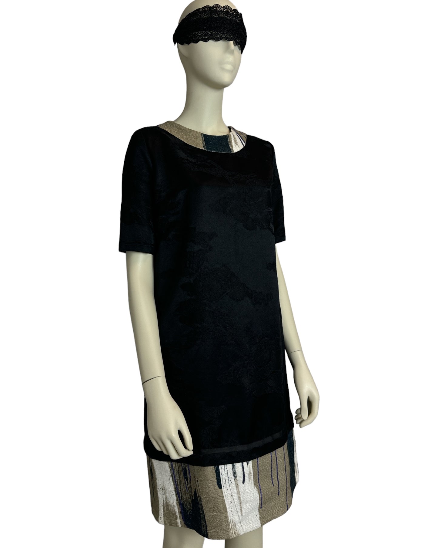 Damen Kleid mit Materialmix