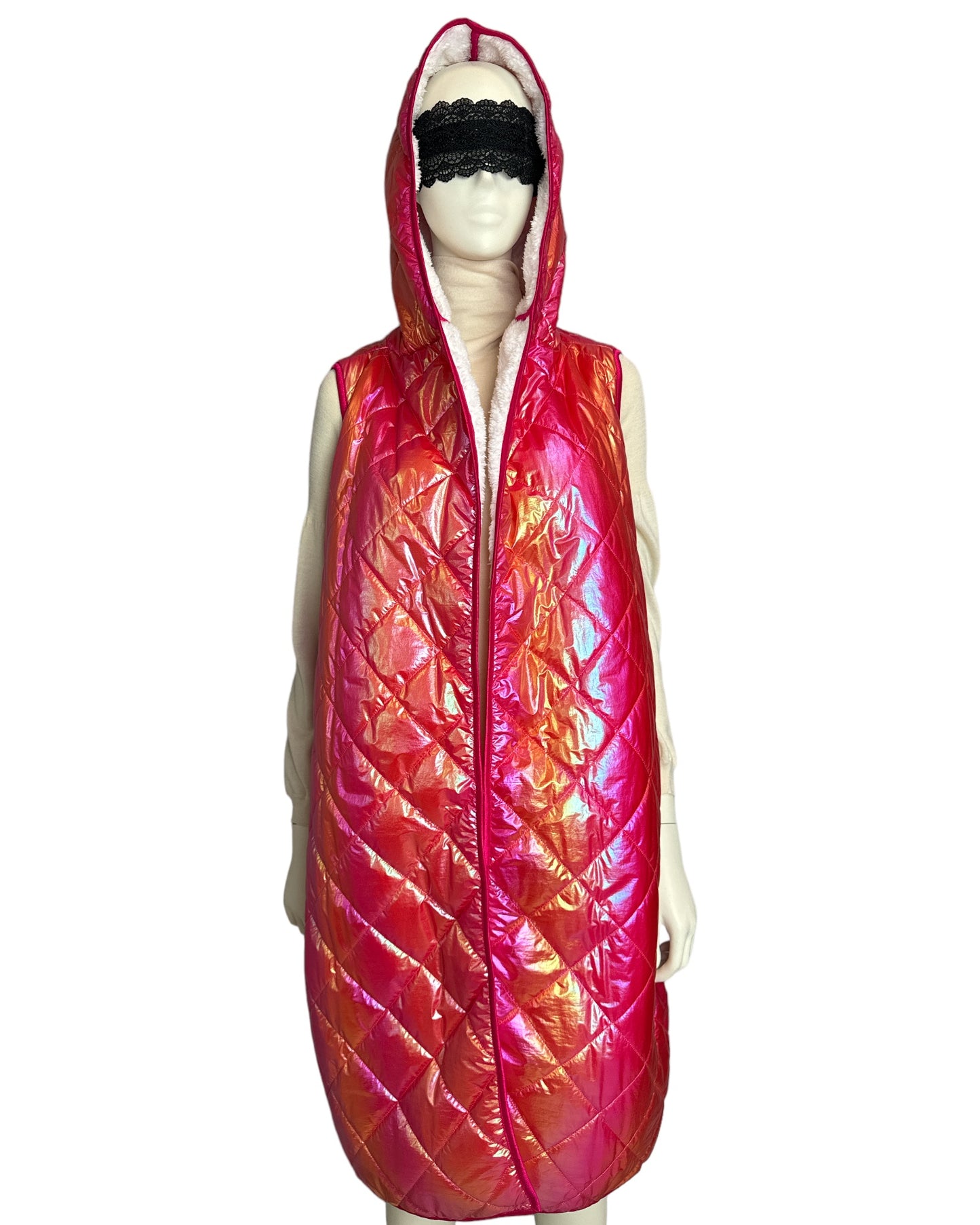 Damen Weste Pink Metallic Long