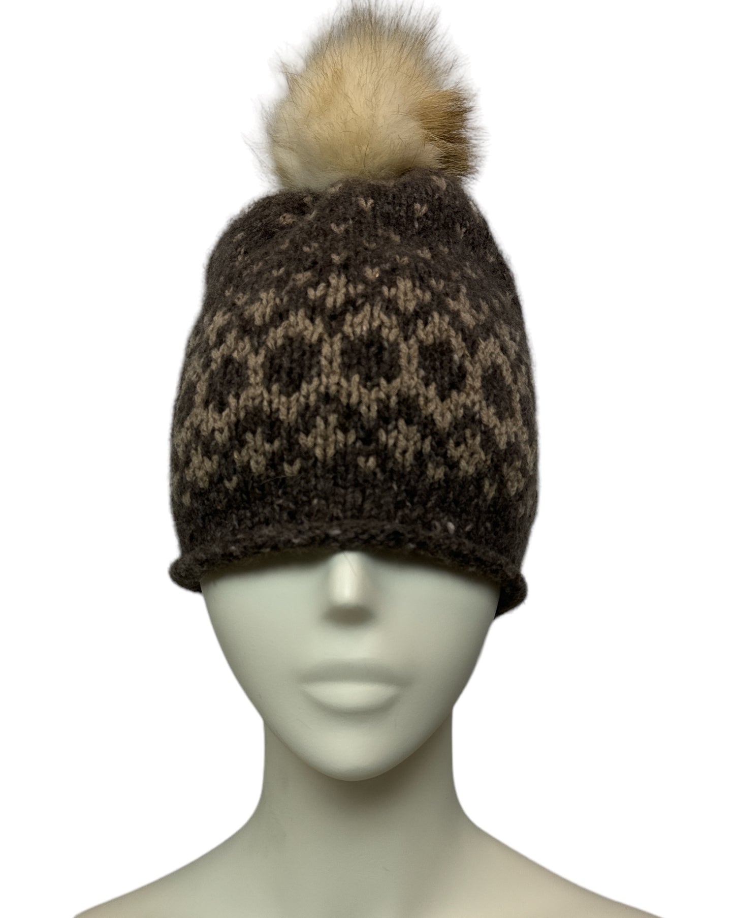 Bommel Mütze mit Muster