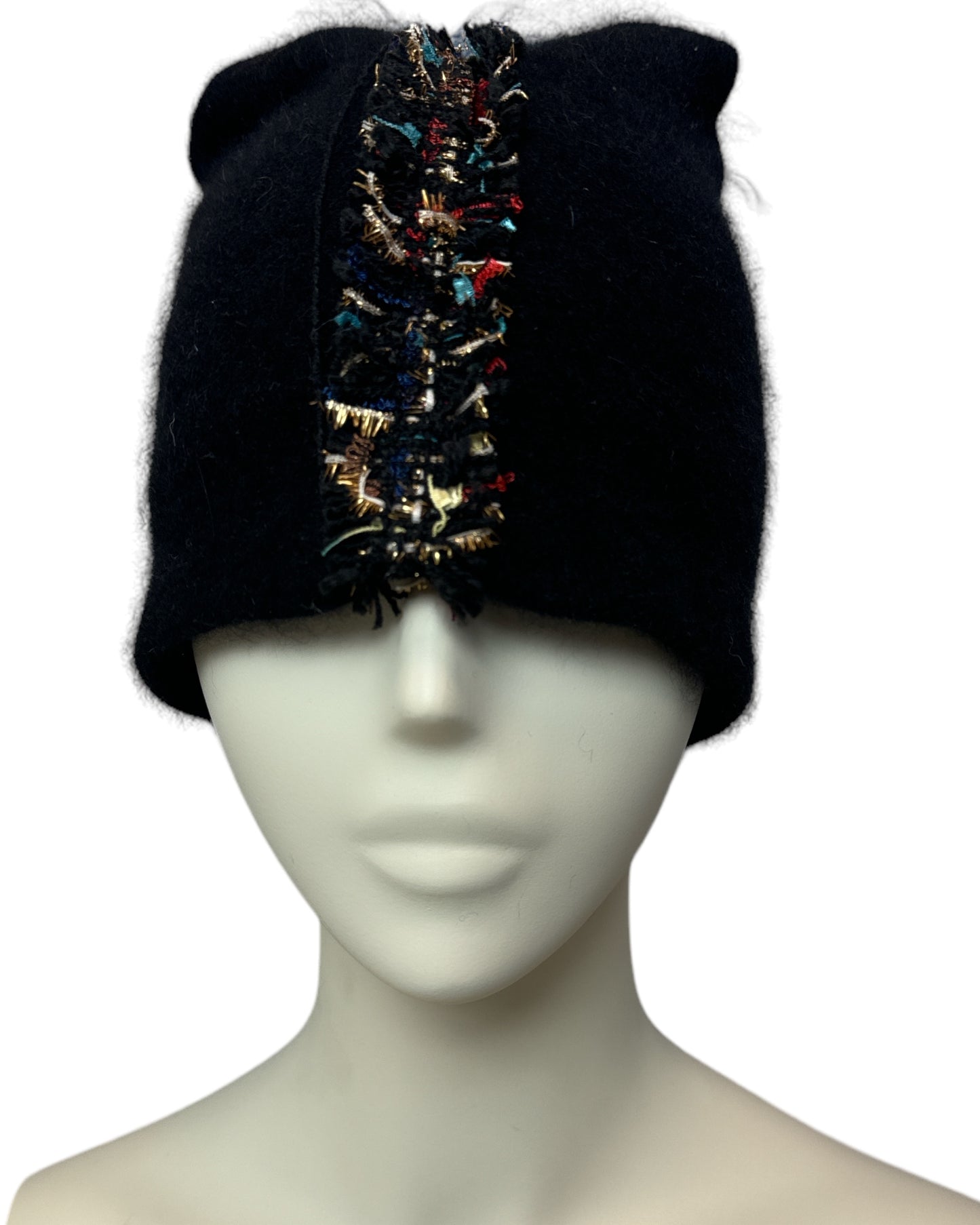 Ballon Mütze Black Print Federn